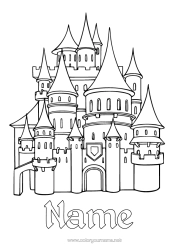 Free colouring Castle Fairy tale