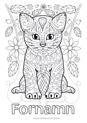 Gratis färgläggning Söt Blommor Katt Mandala Djur Hundar och katter