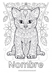 Dibujo libre Lindo Flores Cat Mandala Animales Perros y gatos