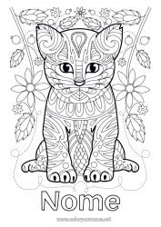 Disegno gratuito Carino Fiori Gatto Mandala Animale CanI e gatti