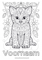 Gratis tekening Schattig Bloemen Kat Mandala Dier Honden en katten