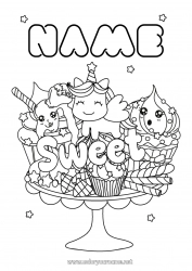 Free coloring Cute Kawaii Food Treats