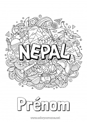 Coloriage gratuit Géographie Népal Coloriages complexes Pays