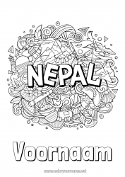 Gratis kleurplaat Geografie Nepal Complex Kleurplaten Land