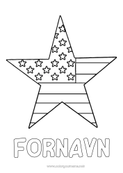 Farvelægningssiden tilpasning USA Geografi Flag Nem farvelægning Land 4. juli