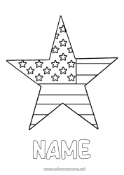 Free coloring USA Geography Flag Easy coloring pages Country 4th July