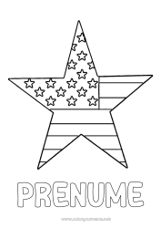 Pagină de colorat personalizată SUA Geografie Steag Desene de colorat ușoare Țară 4 iulie