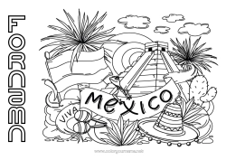 Gratis färgläggning Geografi Mexiko Land Sombrero
