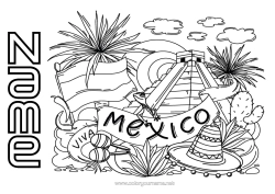 Free colouring Geography Mexico Country Sombrero