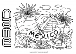 Free coloring Geography Mexico Country Sombrero