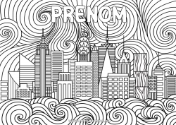Coloriage à personnaliser USA New York Pays