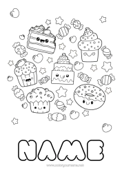 Free colouring Cute Cute Food Doughnuts Treats, sweets