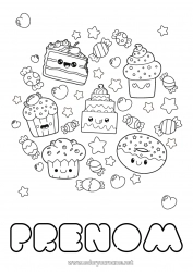 Dessin gratuit Mignon Kawaii Nourriture Donuts Gourmandises, sucreries