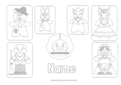 Colouring to customise Fox Fairy Tale Roll Flatcake Forest Animals Children's Tales