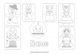 Free drawing Fox Fairy tale Kolobok Forest animals Tales for Children
