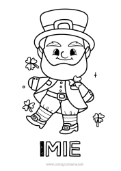 Kolorowanka do personalizacji Koniczyna Irlandia Święto Świętego Patryka Leprechaun - Leprechaun