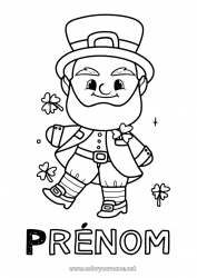 Coloriage gratuit Trèfle Irlande Fête de la Saint Patrick Leprechaun