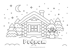 Coloriage gratuit Neige Hiver Flocons de neige Conte de fées