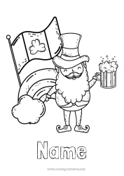 Free coloring Ireland Saint Patrick's Day Leprechaun Drinks Country Beer