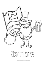 Colorear gratis Irlanda Día de San Patricio Leprechaun Bebidas País Cerveza
