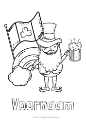 Kleurplaat aanpassen Ierland Saint Patrick's Day Leprechaun Drankje Land Bier