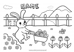 Free coloring Bunny Animal Easter eggs Easter Forest animals