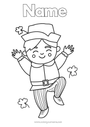 Free colouring Clover Ireland St Patrick's Day Leprechaun