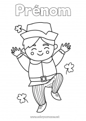 Coloriage gratuit Trèfle Irlande Fête de la Saint Patrick Leprechaun