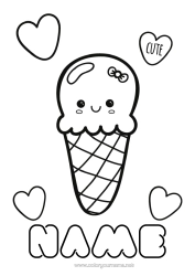 Free colouring Cute Cute Food Treats, sweets Ice cream