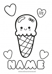 Free coloring Cute Kawaii Food Treats Ice cream