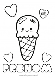 Coloriage gratuit Mignon Kawaii Nourriture Gourmandises, sucreries Glace