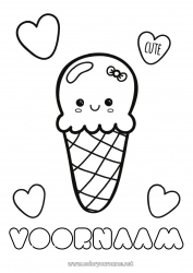 Gratis tekening Schattig Kawaii Voedsel Lekkernijen, zoetigheden IJs