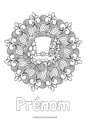 Coloriage gratuit Mandala Trèfle Irlande Fête de la Saint Patrick Chapeau Celtique