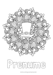Pagină de colorat personalizată Mandala Trifoi Irlanda Sărbătoarea Sfântului Patrick Pălărie Celtic