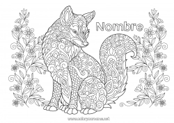 Colorear para personalizar Lobo Flores Mandala Perro Zorro Animales Perros y gatos Animales del bosque