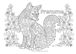 Desen liber de colorat Lup Flori Mandala Câine Vulpe Animal Câini și pisici Animale din pădure
