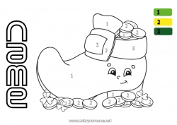 Free coloring Coloring by numbers Children's activities Ireland Saint Patrick's Day Leprechaun