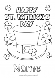 Free coloring Clover Ireland Saint Patrick's Day Leprechaun Hat