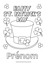 Dessin gratuit Trèfle Irlande Fête de la Saint Patrick Leprechaun Chapeau