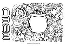 Free drawing Magic pot Mandala Clover Ireland Saint Patrick's Day Leprechaun Celtic