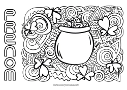 Coloriage gratuit Chaudron magique Mandala Trèfle Irlande Fête de la Saint Patrick Leprechaun Celtique