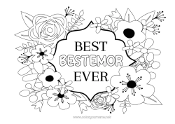 Fargeleggingssiden for barn Blomster Mamma Bestemor God fest! Venn, Venninne