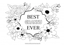 Child coloring page Flowers Mum Grandma Happy feast day ! Friend