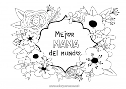 Niño página para colorear Flores Mamá Abuela Feliz día de fiesta Amigo