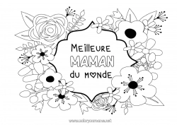 Coloriage enfant Fleurs Maman Mamie Bonne fête Ami, Amie