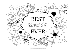 Färgläggningssida för barn Blommor Mamma Mormor Grattis på födelsedagen Vän, Väninna