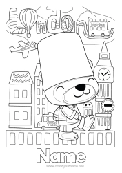 Colouring to customise Animal Teddy Bear London United Kingdom Forest Animals
