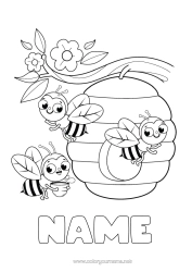 Colouring to customise Spring Animal Bee Insects Hive