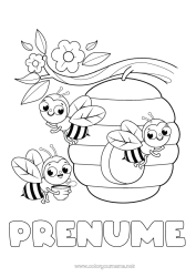 Pagină de colorat personalizată Primăvară Animal Albină Insecte Răchită