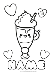 Free colouring Cute Cute Café Drink Treats, sweets Ice cream